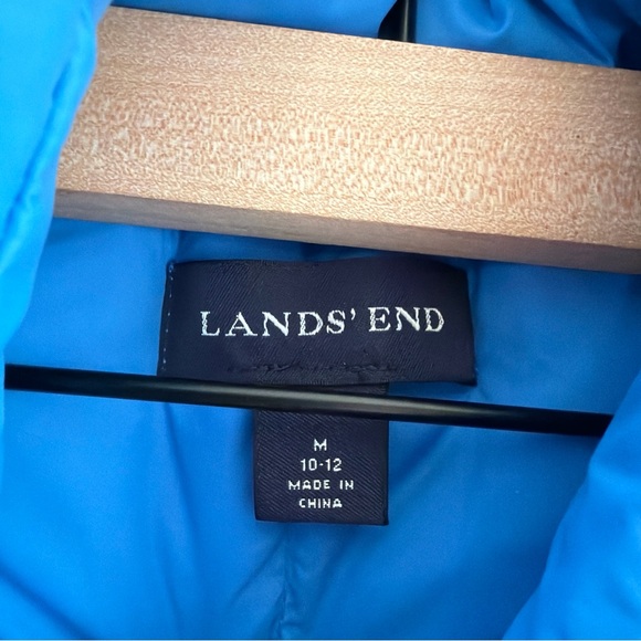 Lands' End Men’s M Down Vest Light Blue Quilted Sleeveless Goose Puffer Jacket - Picture 2 of 7